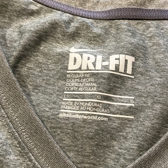 NIKE dri-fit grey large v-neck shirt polyester - Picture 2 of 5